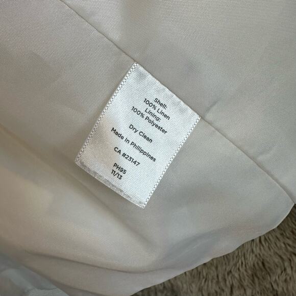 Talbots White Linen Open Front Blazer Jacket Long Sleeve Solid Women 12 L Large - Picture 6 of 7